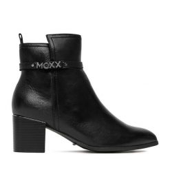 Botki MEXX. Czarne botki Mexx, bez wzorów, bez obcasa, na słupku, bez zapięcia. Za 259.99 zł.