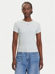 Tommy Jeans T-Shirt Essential DW0DW17383 Zielony Slim Fit. Zielone t-shirty Tommy Jeans, xs, bez wzorów, z bawełny, bez kołnierzyka, bez ramiączek. Za 149.99 zł.