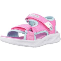 Sandały SKECHERS SOLA GLOW SANDAL Rose. Czerwone sandały Skechers, bez wzorów, z syntetyku, bez obcasa, bez zapięcia. Za 214.99 zł.
