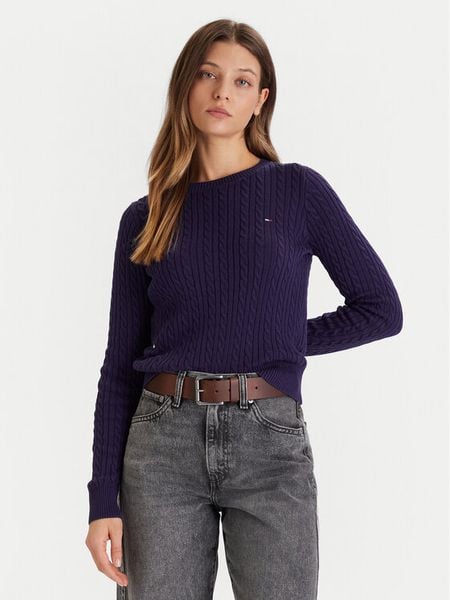 Tommy Jeans Sweter Cable Essential DW0DW22165 Fioletowy Regular Fit. Fioletowe swetry Tommy Jeans, l, bez wzorów, z bawełny, bez ramiączek. Za 269.99 zł.