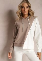 Beżowa Bawełniana Bluza z Kapturem i Ściągaczami Ardente. Brązowe bluzy Renee, bez wzorów, z bawełny, casualowe, bez ramiączek, z kapturem. W wyprzedaży za 75.99 zł.