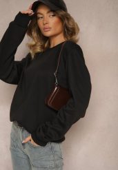 Czarna Casualowa Bluza z Bawełną i Ściągaczami Ivellemi. Czarne bluzy Renee, l, bez wzorów, z bawełny, bez kaptura. W wyprzedaży za 31.99 zł.