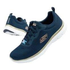 Buty Skechers Flex Appeal 4.0 Brillant View 149303/NVGD niebieskie. Niebieskie buty treningowe bez wzorów, z materiału, bez zapięcia. Za 355.45 zł.