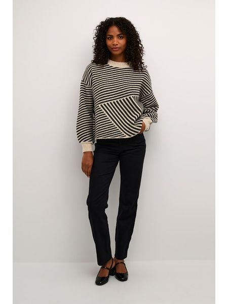 Kaffe Sweter w kolorze czarno-beżowym rozmiar: L. Brązowe swetry Kaffe, l, bez wzorów, ze splotem, bez ramiączek. Za 201.08 zł.