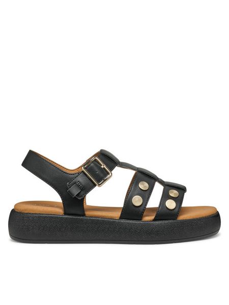 Geox Sandały D Camalei D550NE 000BC C9999 Czarny. Czarne sandały Geox, bez wzorów, ze skóry, bez obcasa, na płaskiej podeszwie, bez zapięcia. Za 469.99 zł.