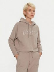 DKNY Sport Bluza DP4T9811 Beżowy Regular Fit. Brązowe bluzy bez kaptura DKNY Sport, xs, bez wzorów, z bawełny, bez kaptura. Za 349.99 zł.
