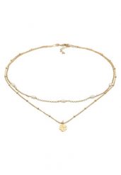 Elli Damski choker warstwowy z pereł hodowlanych słodkowodnych z pozłacanego srebra próby 925 Sterling Silver Naszyjniki 1 ct. Szare naszyjniki Elli, z materiału, z perłą, pozłacane. Za 328.99 zł.