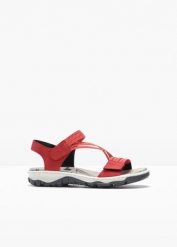 Wygodne sandały trekkingowe Rieker z elastycznymi paskami. Czerwone sandały bonprix, bez wzorów, sportowe, bez obcasa, bez zapięcia. Za 249.99 zł.