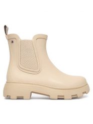 Tommy Hilfiger Kalosze Flag Cleated FW0FW09387 Beżowy. Brązowe kalosze Tommy Hilfiger, bez wzorów, z gumy, bez zapięcia. Za 449.99 zł.