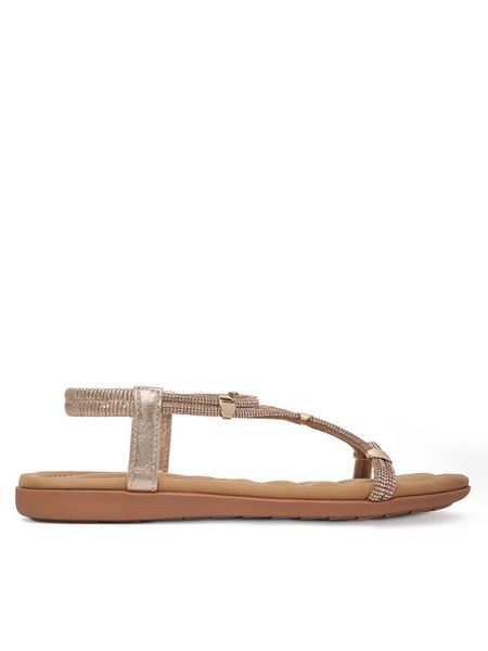 Clara Barson Sandały WP01-1605-06 Złoty. Żółte sandały Clara Barson, bez wzorów, z materiału, bez obcasa, na płaskiej podeszwie, bez zapięcia. Za 99.99 zł.