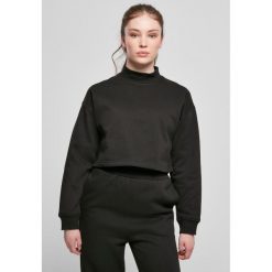 Bluza damska Urban Classics cropped oversized high neck crew-Duże rozmiary. Czarne bluzy Urban Classics, bez wzorów, bez ramiączek, bez kaptura. Za 198.50 zł.