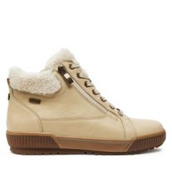 Botki Caprice. Brązowe botki Caprice, bez wzorów, bez obcasa, na płaskiej podeszwie, bez zapięcia. Za 269.99 zł.