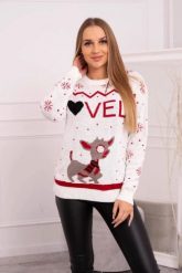 Sweter świąteczny z napisem ecru. Swetry KESI, l, bez wzorów, z wełny, wizytowe, plus size, bez ramiączek. Za 125.45 zł.