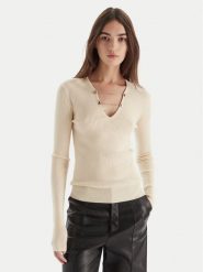 Patrizia Pepe Sweter 2K0331/K7S0-ecW405 Écru Regular Fit. Swetry Patrizia Pepe, s, bez wzorów, z wiskozy, bez ramiączek. Za 869.99 zł.