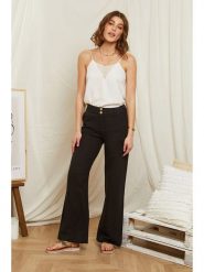 Rodier Lin Lniane spodnie w kolorze czarnym rozmiar: XL/XXL. Czarne spodnie materiałowe Rodier Lin, bez wzorów, ze lnu. Za 105.88 zł.