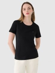 4F T-shirt regular gładki damski - czarny S. Czarne t-shirty 4f, s, bez wzorów, z bawełny, klasyczne, bez kołnierzyka, bez ramiączek. Za 49.99 zł.