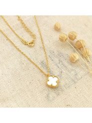 Miu Silver Pozłacany naszyjnik z zawieszką - dł. 42 cm rozmiar: onesize. Białe naszyjniki Miu Silver, z materiału, z perłą, pozłacane. Za 82.99 zł.