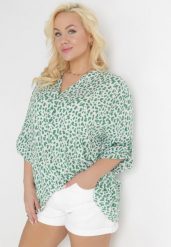 Zielona Bluzka z Wiskozy z Rękawem 3/4 i Rozszerzanym Dołem Secunda. Zielone bluzki Born2be, xl, bez wzorów, z wiskozy, bez kołnierzyka, bez ramiączek. W wyprzedaży za 72.24 zł.