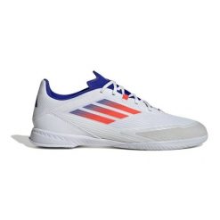Buty adidas F50 League In M IF1395 białe. Białe buty treningowe bez wzorów, z gumy, bez zapięcia, na fitness i siłownię. Za 519.13 zł.