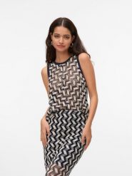 Vero Moda Top w kolorze granatowym rozmiar: M. Niebieskie topy Vero Moda, m, bez wzorów, z materiału, bez kołnierzyka, bez ramiączek. Za 52.79 zł.
