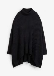 Sweter poncho oversize. Zielone swetry bonprix, bez wzorów, z dzianiny, bez ramiączek. Za 179.99 zł.