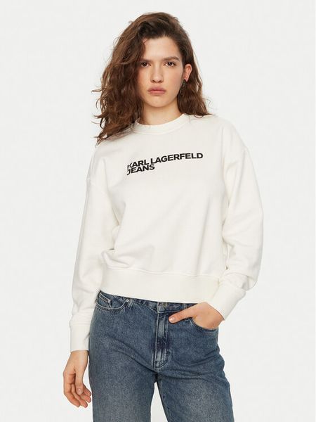 Karl Lagerfeld Jeans Bluza A1W20005 Biały Regular Fit. Białe bluzy Karl Lagerfeld Jeans, xs, bez wzorów, z bawełny, bez kaptura. Za 429.99 zł.