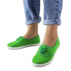 Zielone tenisówki Lafayette. Zielone trampki bez wzorów, bez zapięcia. Za 66.71 zł.