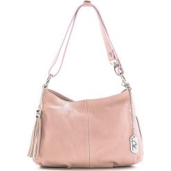 Skórzana torebka w kolorze jasnoróżowym - 30 x 20 x 8 cm. Torebki klasyczne Mia Tomazzi, Anna Morellini & Co. W wyprzedaży za 279.95 zł.