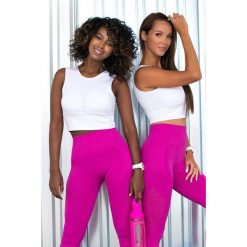 Stanik sportowy damski 2skin STUDIO TOP WHITE. Białe biustonosze sportowe 2SkIN, bez wzorów, z elastanu, na fitness i siłownię. Za 119.00 zł.