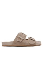 Manebi Klapki Suede Traveler Nordic Sandals W 1.9 RT Brązowy. Brązowe klapki Manebi, bez wzorów, ze skóry, bez obcasa, bez zapięcia. Za 749.99 zł.