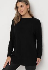 Czarny Sweter z Rozcięciami Belicanto. Czarne swetry Born2be, xl, z aplikacjami, z bawełny, klasyczne, bez ramiączek. W wyprzedaży za 84.99 zł.