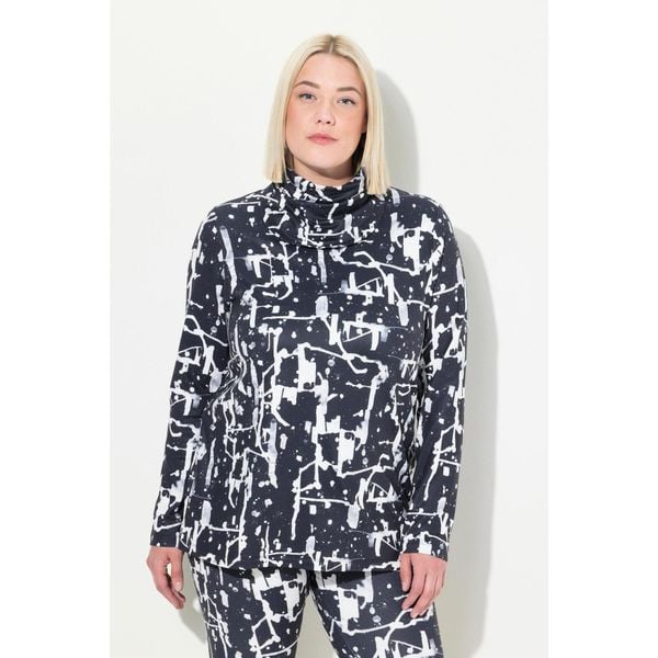 Damskie Bluzka funkcyjna komin dekolt w szpic długi rękaw z recyklingu. Czarne szaliki i kominy Ulla Popken, bez wzorów, z elastanu, sportowe. Za 179.99 zł.