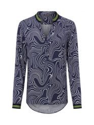 Franco Callegari Bluzka damska tunika Kobiety wiskoza niebieski wzorzysty, 38. Niebieskie bluzki Franco Callegari, bez wzorów, z wiskozy, eleganckie, bez kołnierzyka, bez ramiączek. Za 229.95 zł.