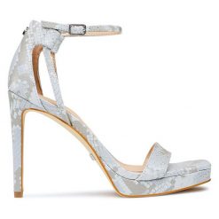 Sandały Guess. Niebieskie sandały Guess, z aplikacjami, bez obcasa, na szpilce, bez zapięcia. Za 619.99 zł.