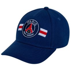 Czapka z daszkiem Paris Saint Germain bawełna junior granatowa. Niebieskie czapki z daszkiem PSG, bez wzorów, z bawełny, sportowe. Za 99.00 zł.