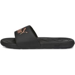 Klapki basenowe dla dorosłych Puma Cool Cat 2.0. Czarne klapki Puma, bez wzorów, z gumy, sportowe, bez obcasa, bez zapięcia. Za 135.00 zł.