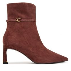 Botki Coccinelle. Brązowe botki Coccinelle, bez wzorów, bez obcasa, na słupku, bez zapięcia. Za 1,299.00 zł.