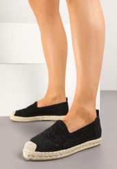 Czarne Szydełkowe Espadryle Vices na Podeszwie z Plecionki Jelseli. Czarne espadryle Born2be, bez wzorów, eleganckie, bez obcasa. W wyprzedaży za 101.99 zł.