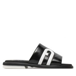 Klapki Furla. Czarne klapki Furla, bez wzorów, bez obcasa, bez zapięcia. Za 1,079.00 zł.
