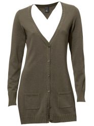 Heine Kardigan w kolorze oliwkowym rozmiar: 36. Brązowe swetry Heine, bez wzorów, z bawełny, bez ramiączek. Za 93.95 zł.