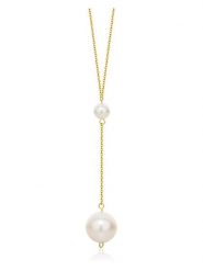 Diamant Exquis Złoty naszyjnik z perłami - dł. 45 cm rozmiar: onesize. Żółte naszyjniki Diamant Exquis, z materiału, z perłą, złote. Za 1,187.99 zł.