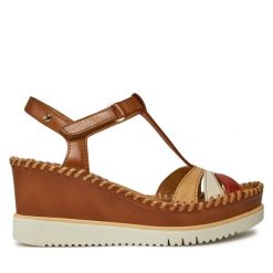 Sandały Pikolinos. Brązowe sandały Pikolinos, bez wzorów, bez obcasa, na koturnie, bez zapięcia. Za 549.99 zł.
