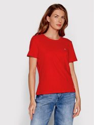 Tommy Jeans T-Shirt DW0DW14616 Czerwony Regular Fit. Czerwone t-shirty Tommy Jeans, xxs, bez wzorów, z bawełny, bez kołnierzyka, bez ramiączek. Za 99.99 zł.