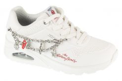 Buty sportowe Sneakersy damskie, Uno-Rock N' Charm. Białe buty treningowe Skechers, bez wzorów, z materiału, przed kostkę, bez zapięcia, trekkingowe. Za 479.99 zł.