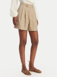 Eleh Bermudy SS260320 Beżowy Relaxed Fit. Brązowe szorty Eleh, bez wzorów, ze lnu. Za 628.99 zł.