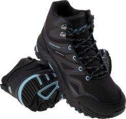 Buty trekkingowe damskie Hi-Tec Hedon Mid czarno-niebieskie r. 36. Czarne buty trekkingowe Hi-tec, bez wzorów, bez zapięcia. Za 329.99 zł.