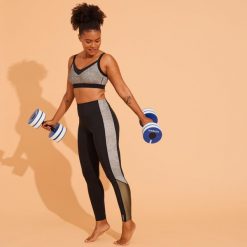 Dół stroju legginsy do gimnastyki w wodzie/aquabike damskie Nabaiji Monica Lia. Czarne legginsy NABAIJI, bez wzorów, sportowe. W wyprzedaży za 69.99 zł.