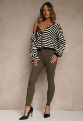 Ciemnozielone Bawełniane Spodnie Skinny Capria. Zielone jeansy Renee, l, bez wzorów, z bawełny. Za 69.99 zł.