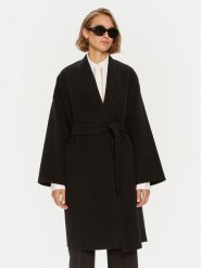Weekend Max Mara Płaszcz wełniany 2425016011 Czarny Regular Fit. Czarne płaszcze Weekend Max Mara, na zimę, bez wzorów, z wełny, bez kaptura. Za 2,899.00 zł.