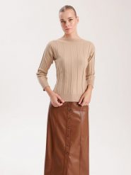 BGN Sweter w kolorze beżowym rozmiar: 36. Brązowe swetry BGN, bez wzorów, bez ramiączek. Za 96.83 zł.